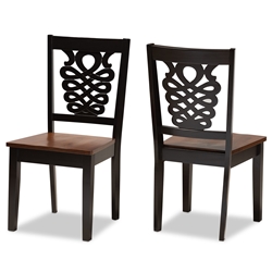 Baxton Studio Gervais Modern and Contemporary Transitional Two-Tone Dark Brown and Walnut Brown Finished Wood 2-Piece Dining Chair Set